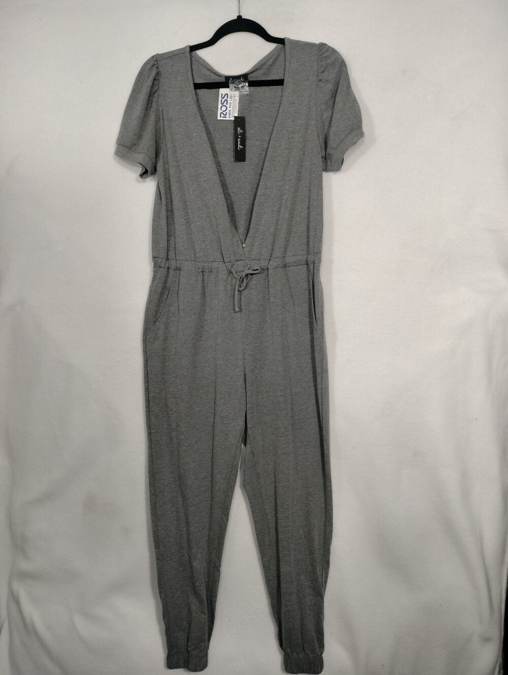 Casual Gray Jumpsuit with Drawstring Waist